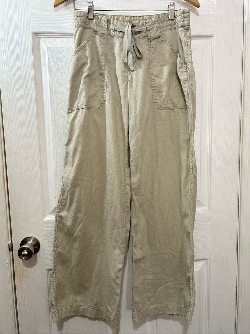 Patagonia Women’s 4 Hemp Organic Cotton Wide Leg Cargo Pants Khaki Drawstring